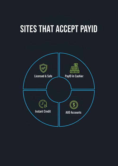 Sites that accept PayID — PayID in cashier, AUD accounts, instant credit and licensed and safe in a segmented ring.