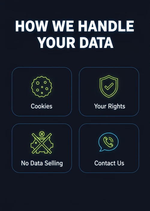 How this PayID casino review site handles your data — cookies, your rights, no data selling and contact us.